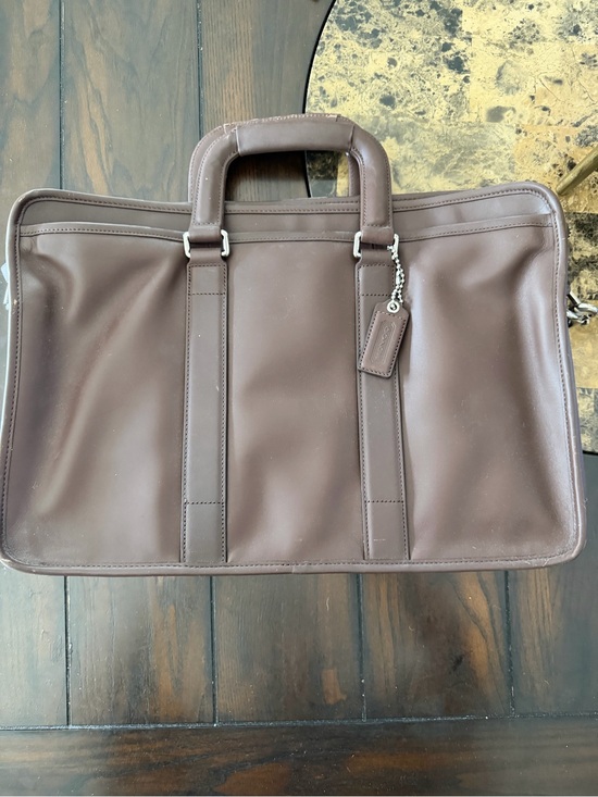 Coach Other - Coach Brown Leather Two-Handle Briefcase with Luggage Tag